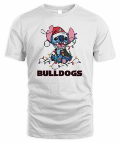 Georgia Bulldogs Cute Stitch Christmas Lights NCAA T-Shirt