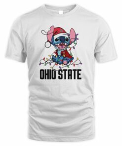 Ohio State Buckeyes Cute Stitch Christmas Lights NCAA T-Shirt