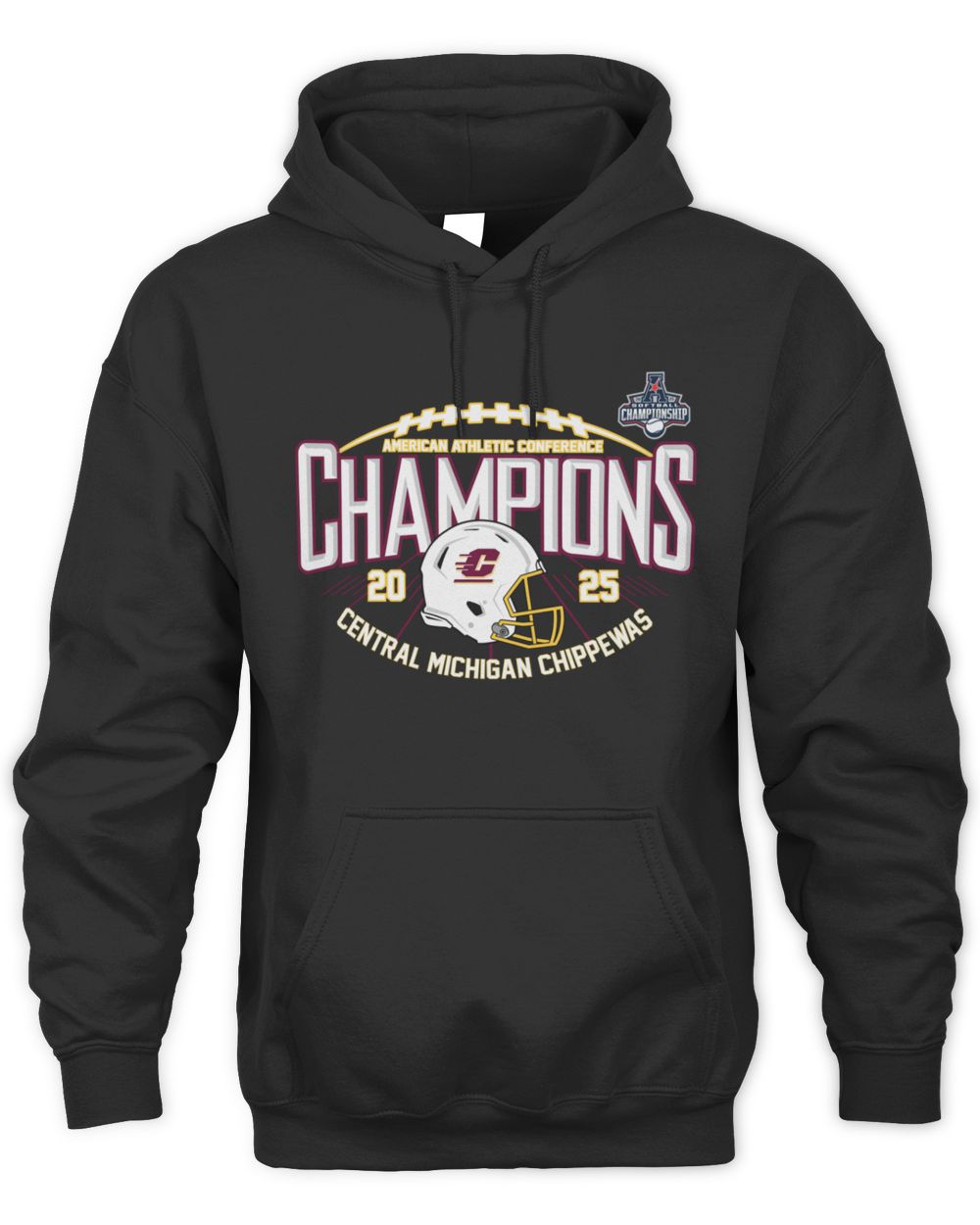 American Athletic Conference Champions Central Michigan Chippewas 2025 Football Helmet Hoodie