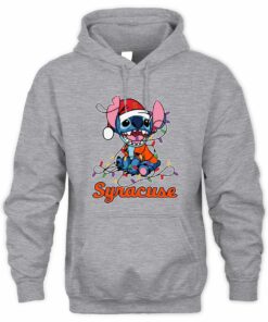 Syracuse Orange Stitch Santa Christmas Lights Hoodie