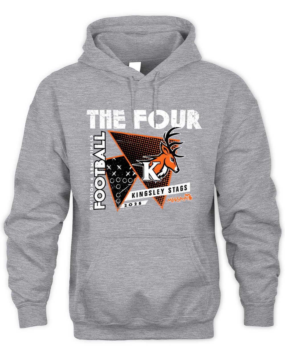 Official 2025 MHSAA Football D6 The Four Kingsley Stags Hoodie