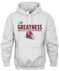 Indiana Hoosiers College Football Playoff 2026 Peach Bowl Champions Clock Manager Official White Hoodie