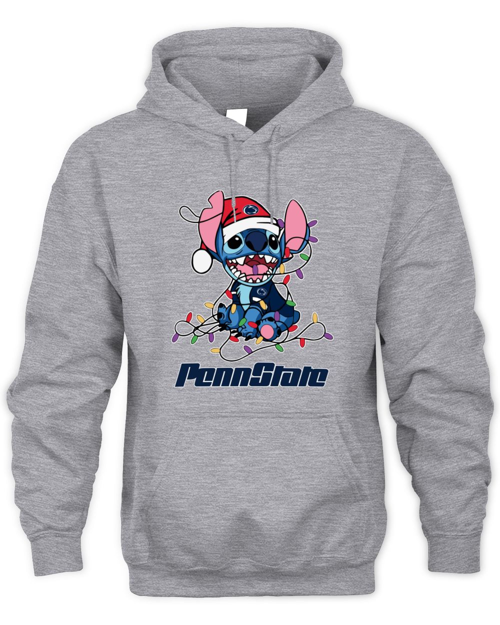 Penn State Nittany Lions Stitch Santa Christmas Lights Hoodie