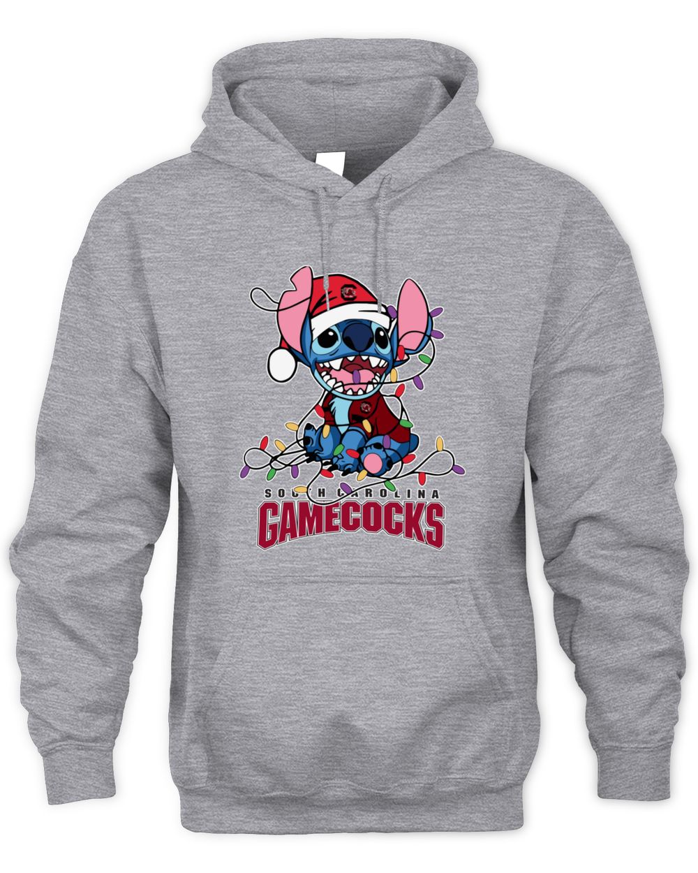 South Carolina Gamecocks Stitch Santa Christmas Lights Hoodie