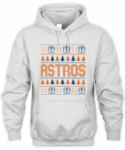 Houston Astros Christmas Baseball Trees Presents Ugly Sweater Hoodie