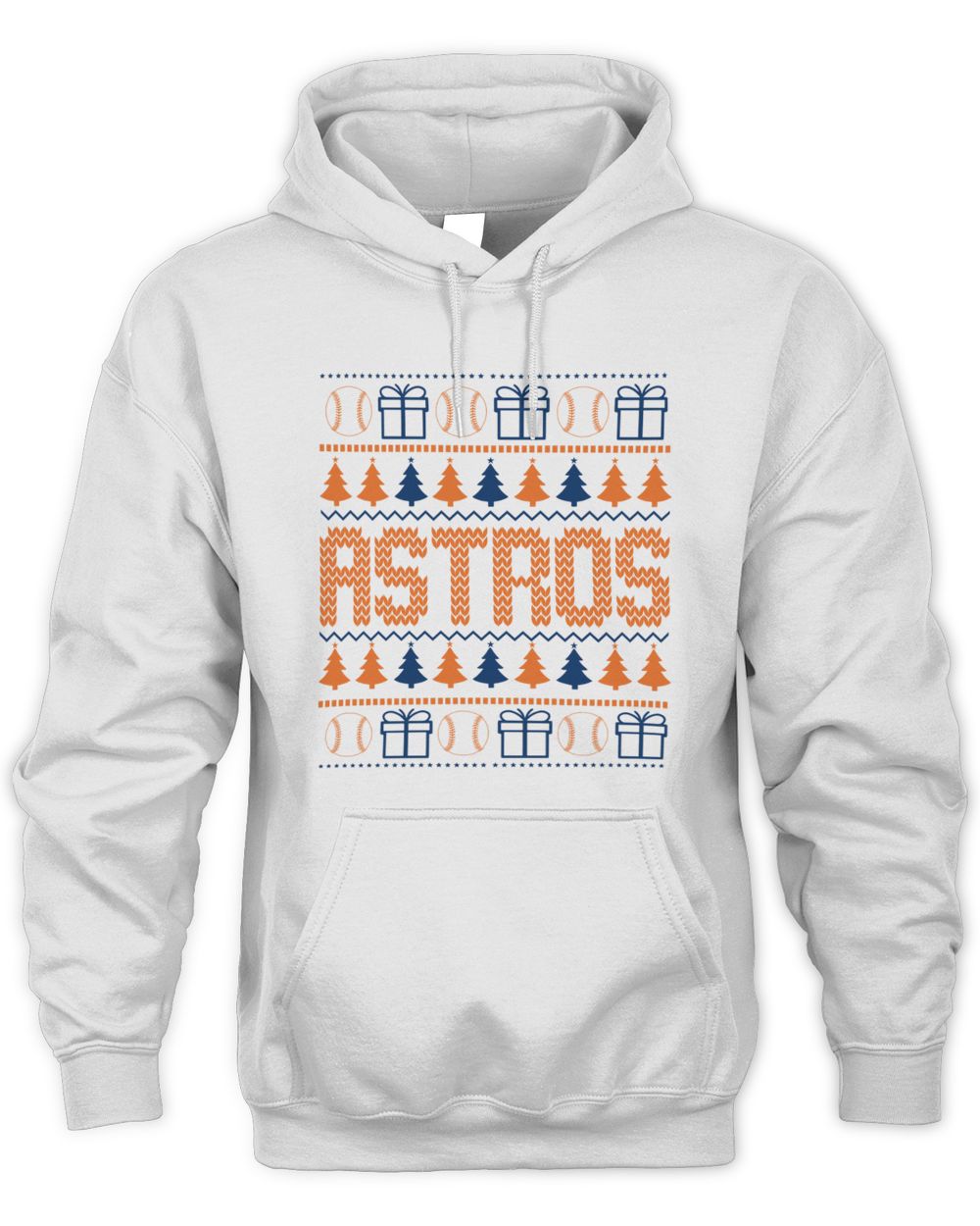 Houston Astros Christmas Baseball Trees Presents Ugly Sweater Hoodie