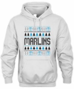 Miami Marlins Christmas Baseball Trees Presents Ugly Sweater Hoodie