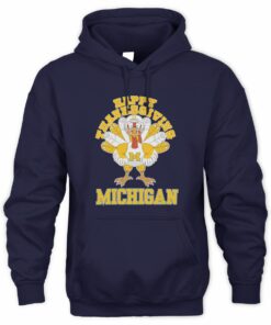 Michigan Wolverines Turkey Helmet Happy Thanksgiving Hoodie