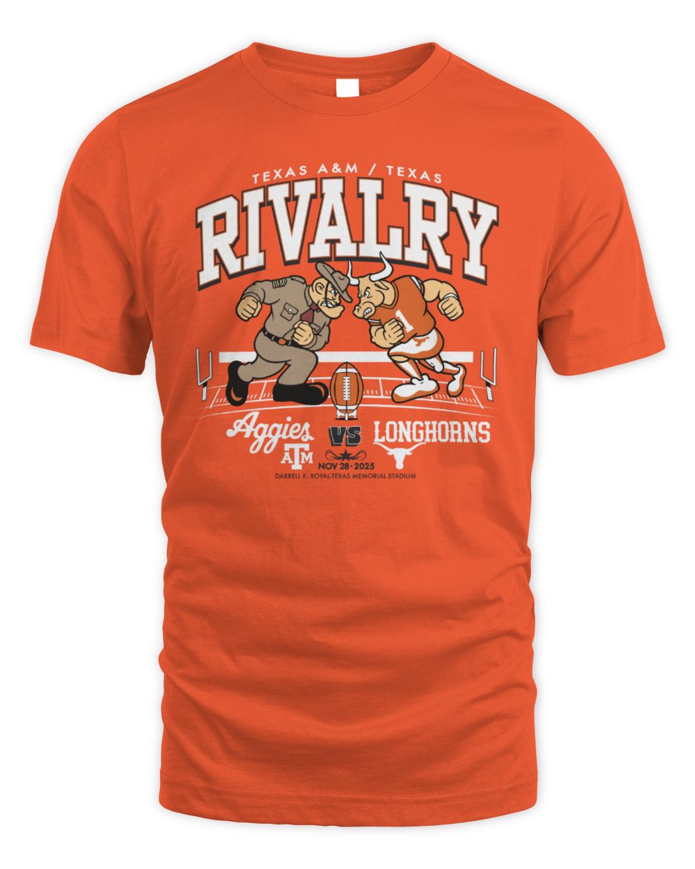 Texas Rivalry Aggies Vs Longhorns Standing Mascot T-Shirt 2025