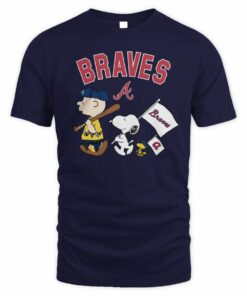 Atlanta Braves Snoopy Charlie Brown Peanuts Flag T-Shirt