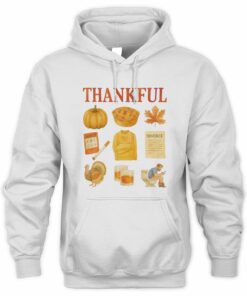 Thanksgiving Thankful Message Holiday Turkey Graphic Hoodie