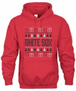 Chicago White Sox Christmas Baseball Trees Presents Ugly Sweater Hoodie