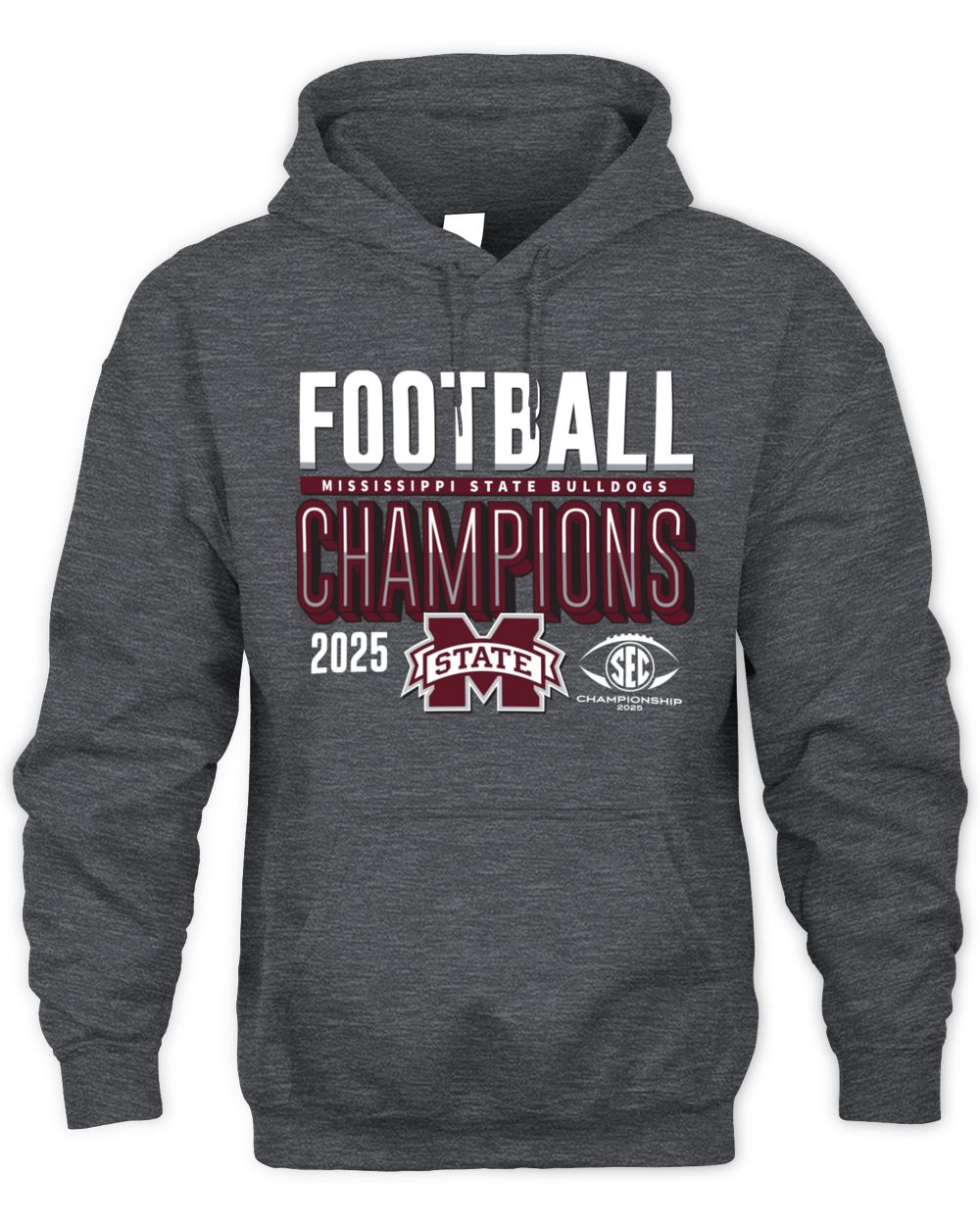 SEC Champions 2025 Mississippi State Bulldogs Football Graphic Hoodie