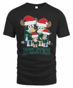 Athletics Bluey Santa Family Christmas Baseball T-Shirt