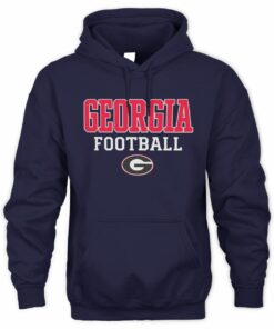 Men's Champion Black Georgia Bulldogs Football Stack Navy Official Hoodie