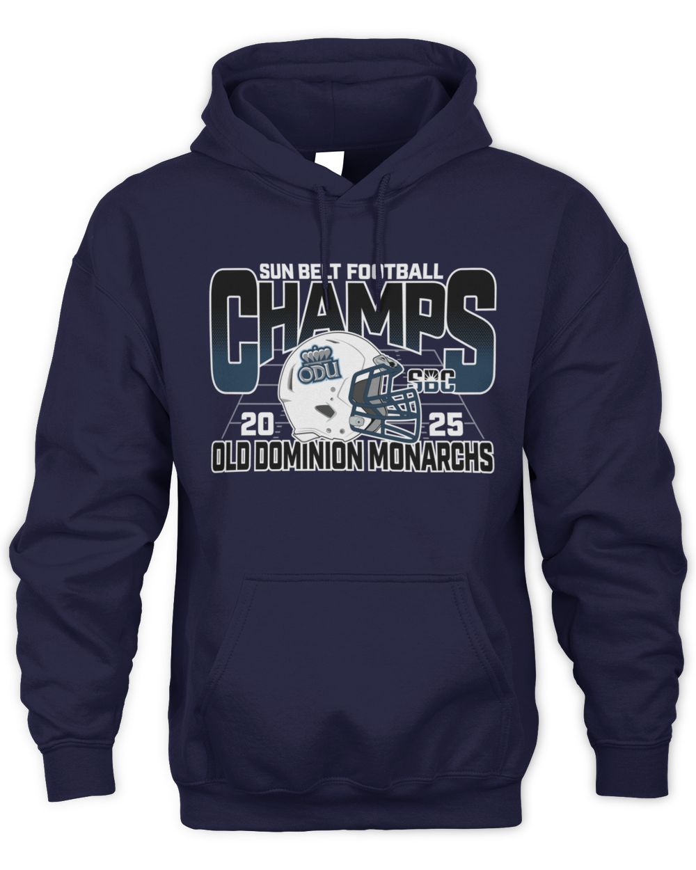 NCAA Shop Sun Belt Champs 2025 Old Dominion Monarchs Helmet Graphic Hoodie