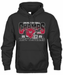 NCAA Shop Sun Belt Champs 2025 Troy Trojans Helmet Graphic Hoodie