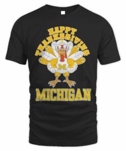 Michigan Wolverines Happy Thanksgiving Turkey T-Shirt