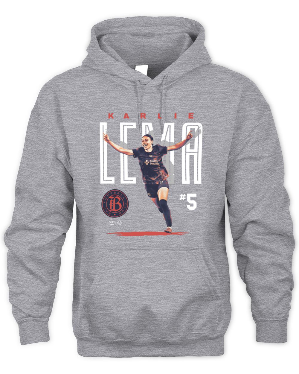 Bay FC Karlie Lema NWSL Women’s Soccer Player #5 Bitmap Hoodie