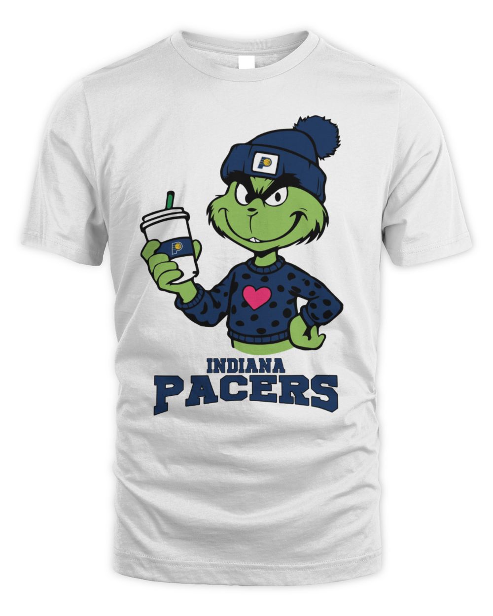 Indiana Pacers Grinch Heart Christmas Basketball T-Shirt
