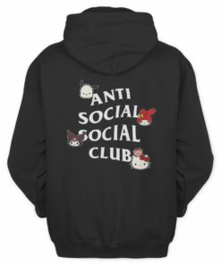 ASSC x Hello Kitty Kawaii Streetwear Black Graphic Hoodie
